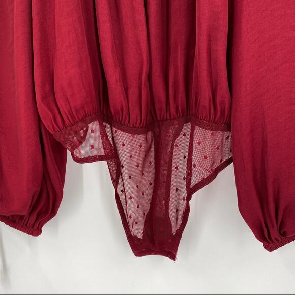 NEW Free People Another Round Bodysuit in Pomegranate Wine - Picture 8 of 14